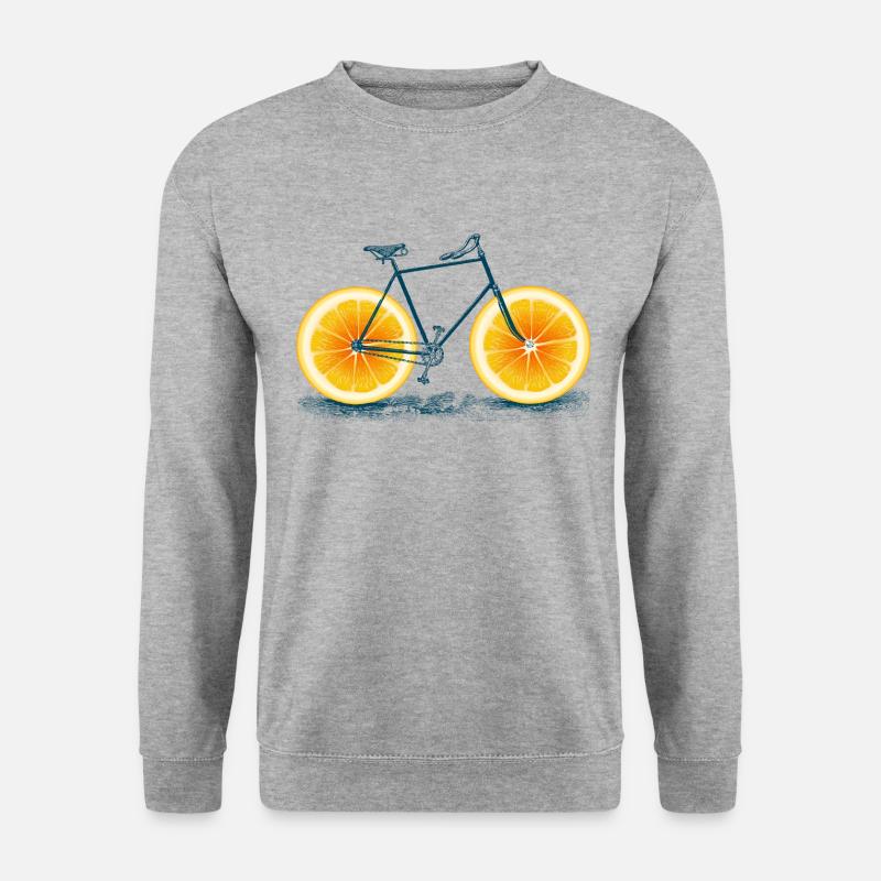 Weinlese-orange Altes Fahrrad mit Retro - Unisex Pullover - Weißgrau meliert