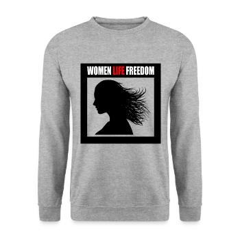 Women life freedom - Sweat-shirt Unisexe - gris chiné - Devant - Alina (178cm) & Michal (187cm)