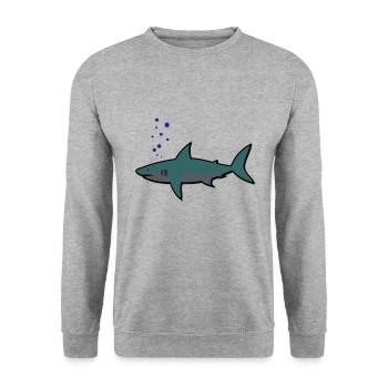 Shark, shark, - Unisex Sweatshirt - salt & pepper - Front - Alina (178cm) & Michal (187cm)