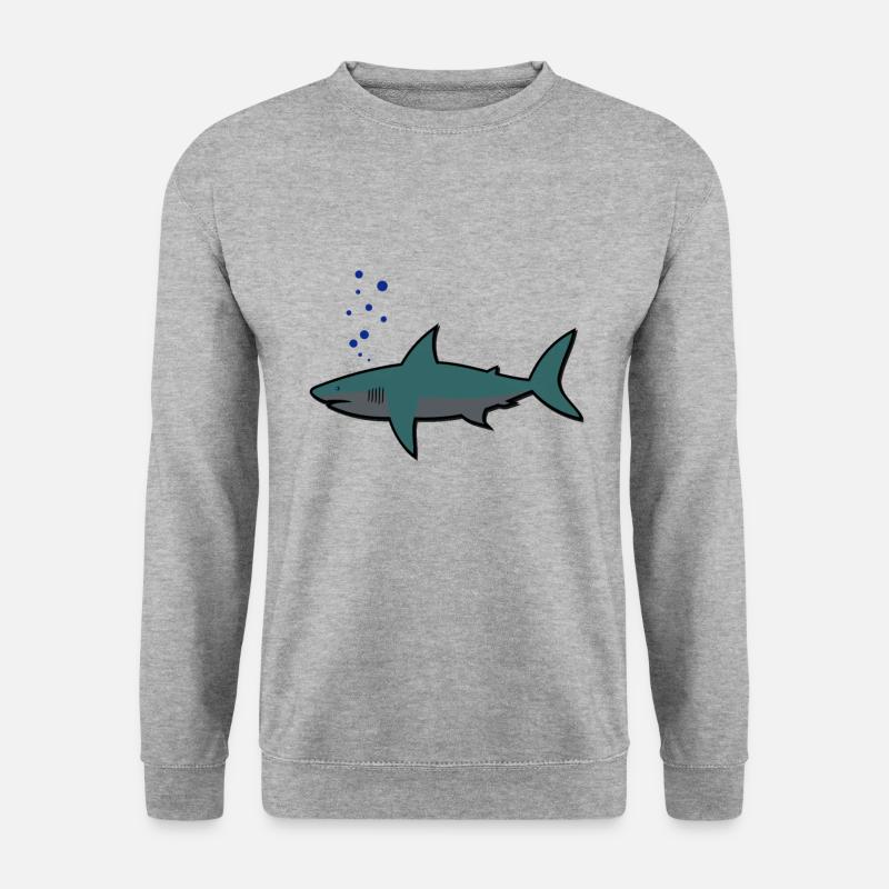 Hai, Haifisch, - Unisex Pullover - Weißgrau meliert