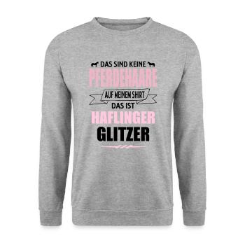 Pferde Pferd Haflinger Reiter Geschenk - Unisex Pullover - Weißgrau meliert - Vorne - Alina (178cm) & Michal (187cm)