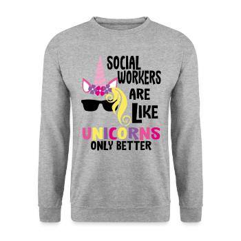 Social work social worker ladies gift - Unisex Sweatshirt - salt & pepper - Front - Alina (178cm) & Michal (187cm)