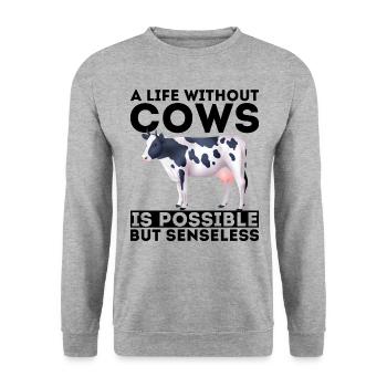 Farm cow without cows Cow Farmer Saying - Unisex Sweatshirt - salt & pepper - Front - Alina (178cm) & Michal (187cm)