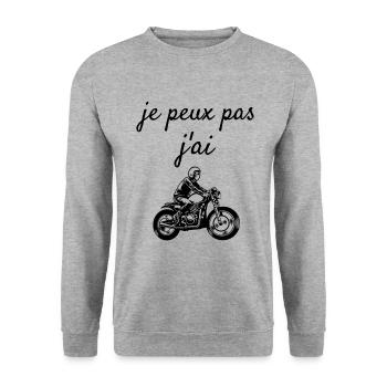 Je peux pas j ai Café Racer - Motard Vintage - Sweat-shirt Unisexe - gris chiné - Devant - Alina (178cm) & Michal (187cm)