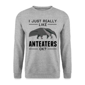 Anteater Gift Birthday Saying Women - Unisex Sweatshirt - salt & pepper - Front - Alina (178cm) & Michal (187cm)