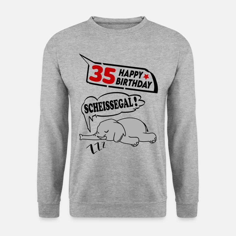 Geburtstag 35 Jahre Birthday Elefant Scheissegal - Unisex Pullover - Weißgrau meliert