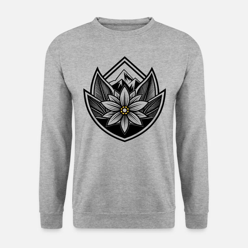 Edelweiß Berge Wandern Bergsteigen Ski - Unisex Pullover - Weißgrau meliert