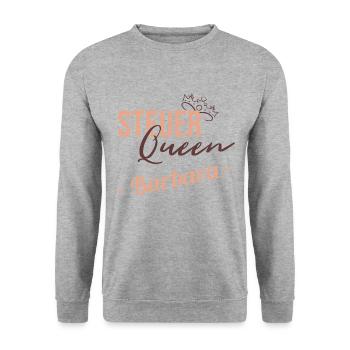 Steuer Queen Barbara - Unisex Pullover - Weißgrau meliert - Vorne - Alina (178cm) & Michal (187cm)