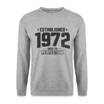 1972 geboren Jahrgang Geburtstag Vintage Geschenk - Unisex Pullover - Weißgrau meliert - Vorne - Alina (178cm) & Michal (187cm)