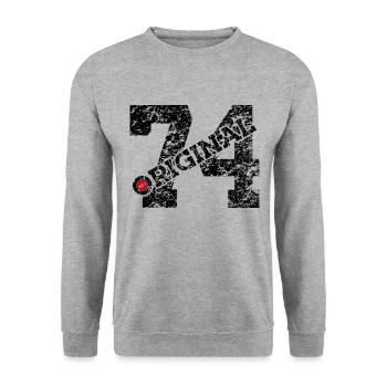 52E ANNIVERSAIRE 52 ANS ORIGINAL 1974 - Sweat-shirt Unisexe - gris chiné - Devant - Alina (178cm) & Michal (187cm)
