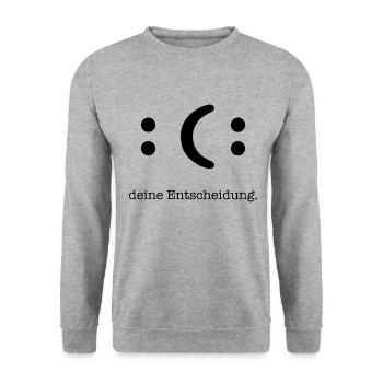 deine Entscheidung - Unisex Pullover - Weißgrau meliert - Vorne - Alina (178cm) & Michal (187cm)