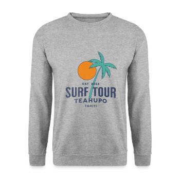 Surf tour Teahupoo Tahiti - Sweat-shirt Unisexe - gris chiné - Devant - Alina (178cm) & Michal (187cm)