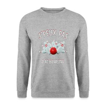 J'PEUX PAS J'AI BOWLING - Sweat-shirt Unisexe - gris chiné - Devant - Alina (178cm) & Michal (187cm)