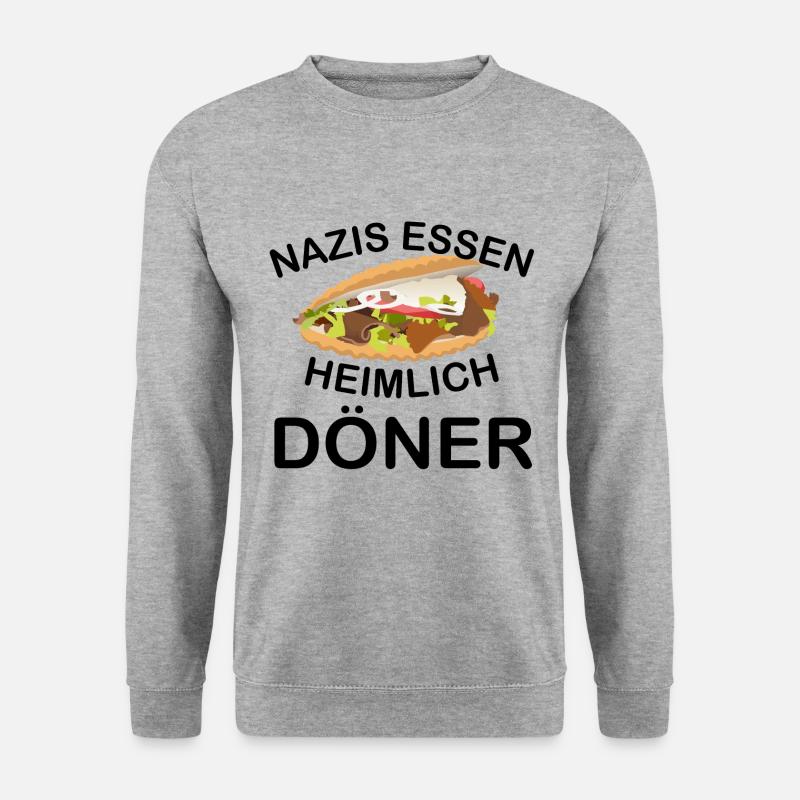 nazis essen heimlich döner - Unisex Pullover - Weißgrau meliert