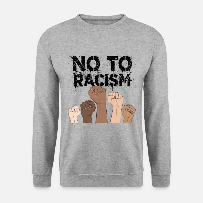 no to racism fists - gegen rassismus - Unisex Pullover - Weißgrau meliert