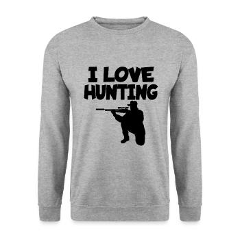 i love hunting, hunting, hunter, hunter - Unisex Sweatshirt - salt & pepper - Front - Alina (178cm) & Michal (187cm)