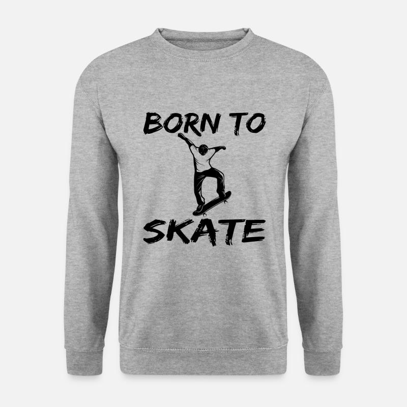 born to skate, skateboard - Unisex Pullover - Weißgrau meliert
