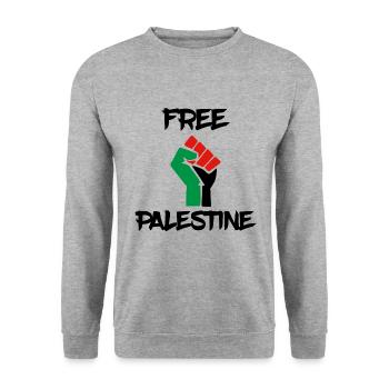 free palestine palestine fist fist - Unisex Sweatshirt - salt & pepper - Front - Alina (178cm) & Michal (187cm)