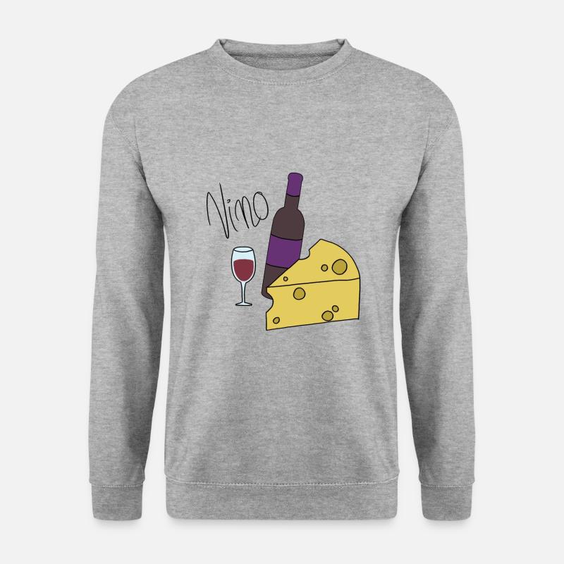 Wein - Unisex Pullover - Weißgrau meliert