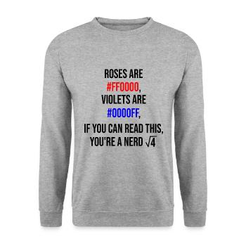Roses are red, violets are blue - nerd edition - Unisex Pullover - Weißgrau meliert - Vorne - Alina (178cm) & Michal (187cm)