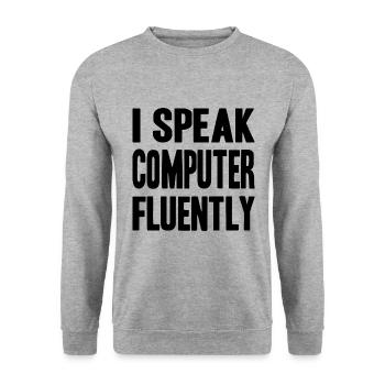 I speak computer fluently - Unisex Pullover - Weißgrau meliert - Vorne - Alina (178cm) & Michal (187cm)