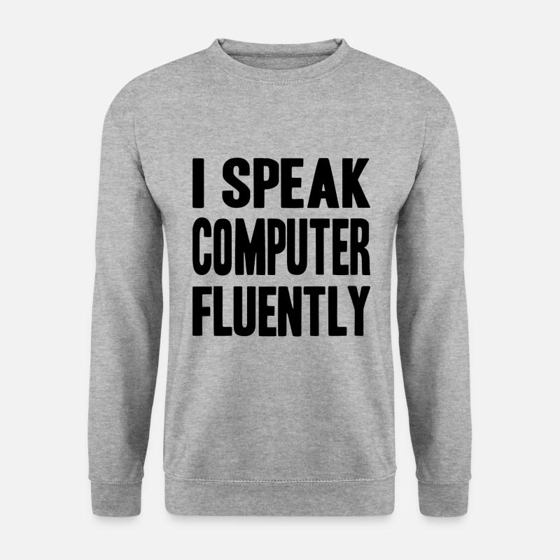 I speak computer fluently - Unisex Pullover - Weißgrau meliert