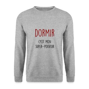 dormir c'est mon super pouvoir - Sweat-shirt Unisexe - gris chiné - Devant - Alina (178cm) & Michal (187cm)