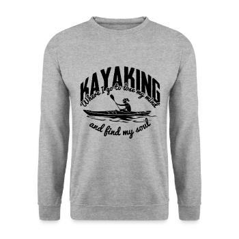 Kayak funny saying Kayaker boating - Unisex Sweatshirt - salt & pepper - Front - Alina (178cm) & Michal (187cm)