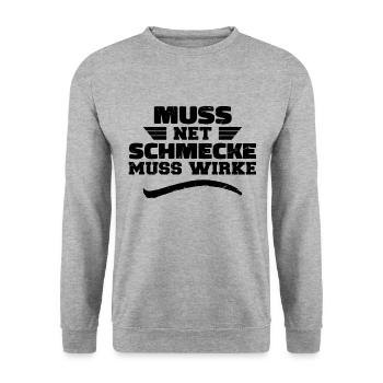 Muss Net Schmecke Muss Wirke - Unisex Pullover - Weißgrau meliert - Vorne - Alina (178cm) & Michal (187cm)