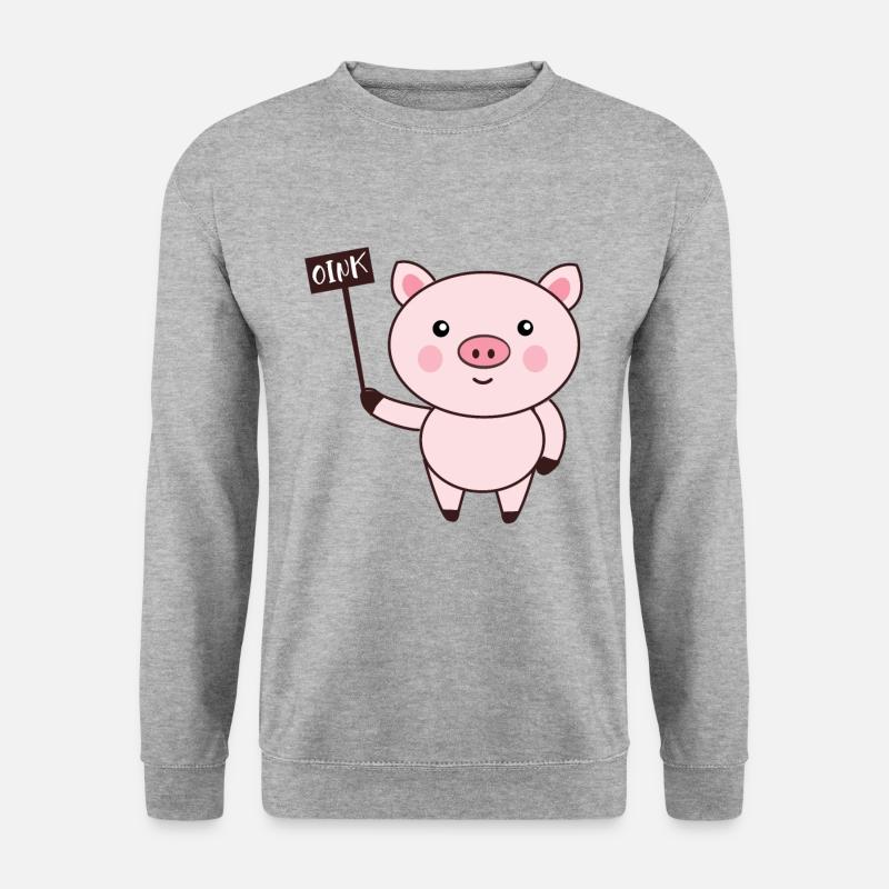 Schwein Oink - Unisex Pullover - Weißgrau meliert
