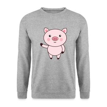 Porcelets - Sweat-shirt Unisexe - gris chiné - Devant - Alina (178cm) & Michal (187cm)