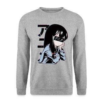 Anime écolière - Sweat-shirt Unisexe - gris chiné - Devant - Alina (178cm) & Michal (187cm)