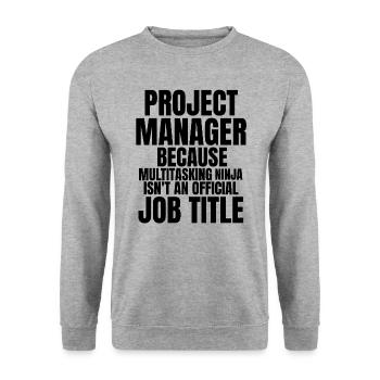 Projekt Manager Multitasking Ninja - Unisex Pullover - Weißgrau meliert - Vorne - Alina (178cm) & Michal (187cm)