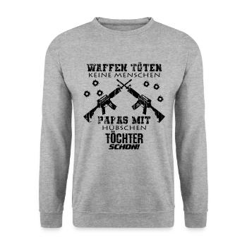 Vater Tochter - Unisex Pullover - Weißgrau meliert - Vorne - Alina (178cm) & Michal (187cm)