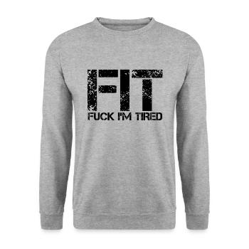 Fit Sport Fatigué Drôle - Sweat-shirt Unisexe - gris chiné - Devant - Alina (178cm) & Michal (187cm)