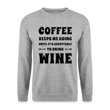 Kaffee Und Wein Lustig - Unisex Pullover - Weißgrau meliert - Vorne - Alina (178cm) & Michal (187cm)
