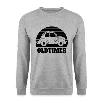 Oldtimer - Unisex Pullover - Weißgrau meliert - Vorne - Alina (178cm) & Michal (187cm)