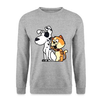 Chat Dalmate Tatouage - Sweat-shirt Unisexe - gris chiné - Devant - Alina (178cm) & Michal (187cm)