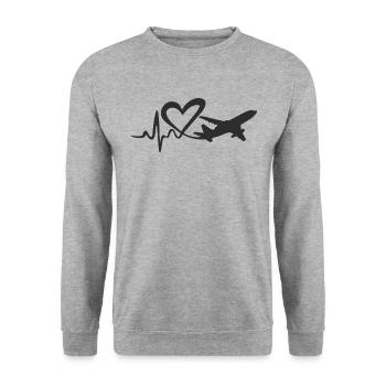 travel - Unisex Sweatshirt - salt & pepper - Front - Alina (178cm) & Michal (187cm)