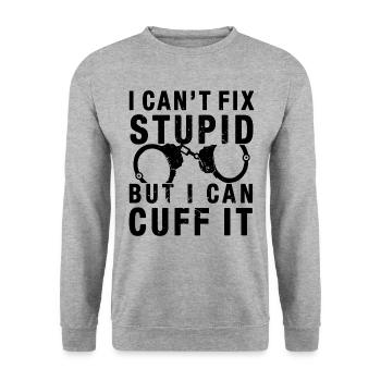 Handschellen Lustiger Spruch - Unisex Pullover - Weißgrau meliert - Vorne - Alina (178cm) & Michal (187cm)