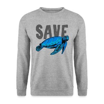 Rettet die Schildkröten - Unisex Pullover - Weißgrau meliert - Vorne - Alina (178cm) & Michal (187cm)