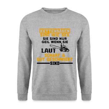 Kettensägen Sex Lustig - Unisex Pullover - Weißgrau meliert - Vorne - Alina (178cm) & Michal (187cm)