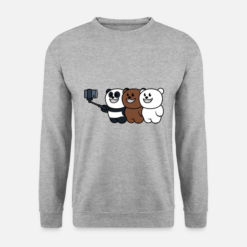 Bärenfamilie - Unisex Pullover - Weißgrau meliert