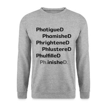 Doctorat.inishe.D. Promotion - Sweat-shirt Unisexe - gris chiné - Devant - Alina (178cm) & Michal (187cm)