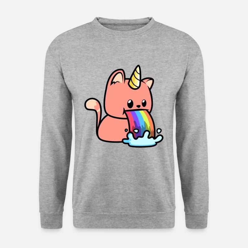 Katzen Regenbogen Einhörner - Unisex Pullover - Weißgrau meliert