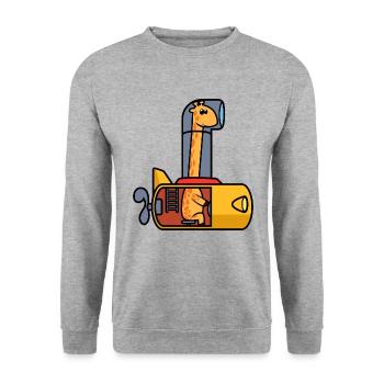 U-Boot Giraffe Lustig - Unisex Pullover - Weißgrau meliert - Vorne - Alina (178cm) & Michal (187cm)
