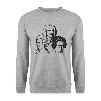 Bach Mozart Beethoven - Unisex Pullover - Weißgrau meliert - Vorne - Alina (178cm) & Michal (187cm)