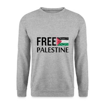 Free Palestine Free Palestine Free Palestine - Sweat-shirt Unisexe - gris chiné - Devant - Alina (178cm) & Michal (187cm)