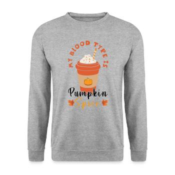 Blood Type Spice Pumpkin Fall Season Autumn - Unisex Sweatshirt - salt & pepper - Front - Alina (178cm) & Michal (187cm)