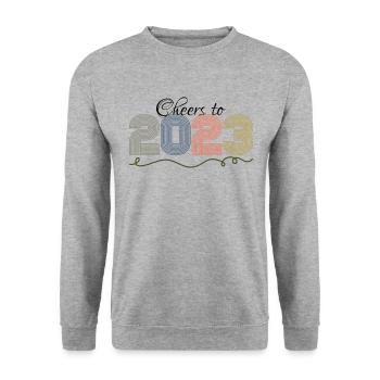 Cheers To 2023 Wine Hello 2023 Happy New Year - Unisex Pullover - Weißgrau meliert - Vorne - Alina (178cm) & Michal (187cm)